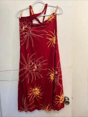 Women’s Red Floral Sunburst Summer Dress